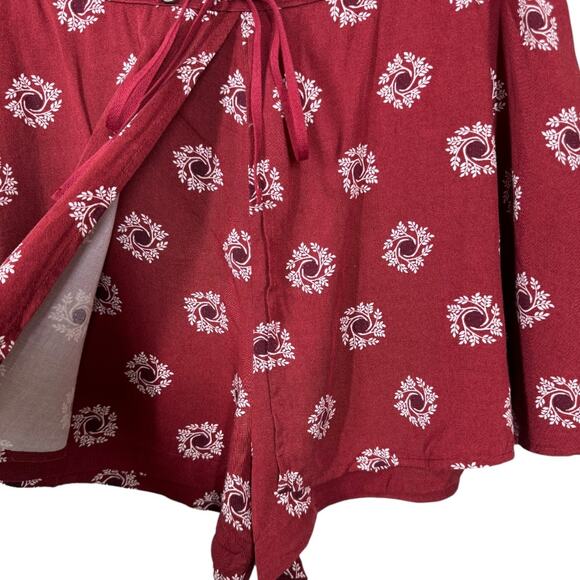 Free People Red Floral Boho Skort 10 New Festival Western Flowy Short Skirt - Picture 4 of 7